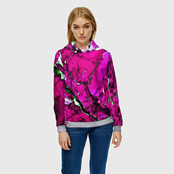 Толстовка-худи женская Розовый треснувший камень, цвет: 3D-меланж — фото 2