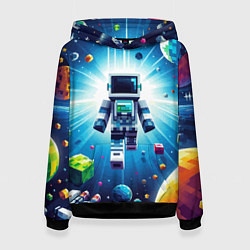 Толстовка-худи женская Minecraft - an astronaut in outer space, цвет: 3D-черный
