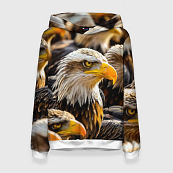 Толстовка-худи женская Белоголовые орланы, цвет: 3D-белый