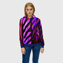 Толстовка-худи женская Фиолетово -чёрная абстракция, цвет: 3D-синий — фото 2