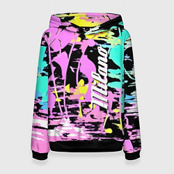 Толстовка-худи женская Color expressive abstraction - Milano, цвет: 3D-черный
