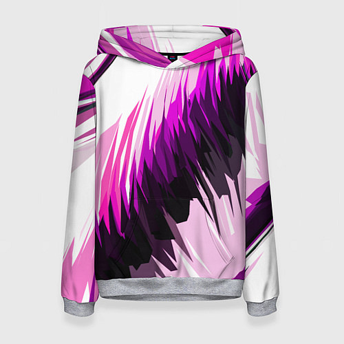 Женская толстовка Чёрно-розовые острые полосы на белом фоне / 3D-Меланж – фото 1