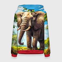 Толстовка-худи женская Огромный слон, цвет: 3D-красный