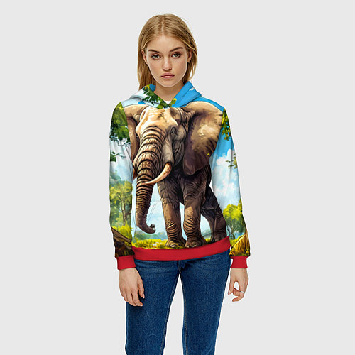 Женская толстовка Огромный слон / 3D-Красный – фото 3