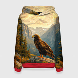 Толстовка-худи женская Орел в горах, цвет: 3D-красный