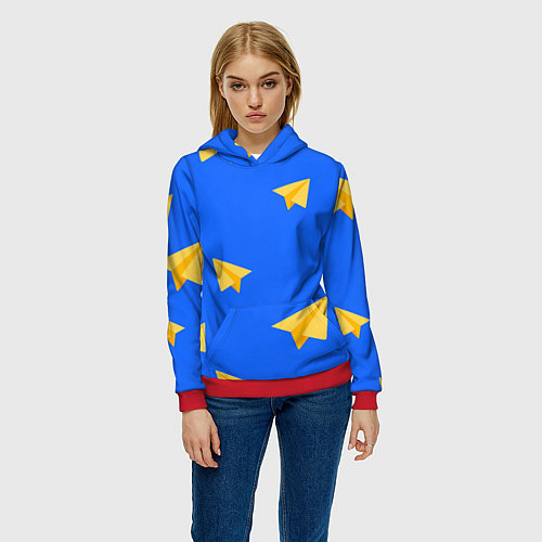 Женская толстовка Желтый самолетик / 3D-Красный – фото 3