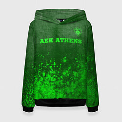 Толстовка-худи женская AEK Athens - green gradient посередине, цвет: 3D-черный