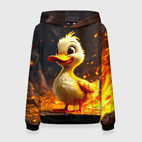 Женская толстовка Утенок в огне / 3D-Черный – фото 1