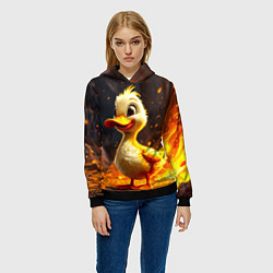 Толстовка-худи женская Утенок в огне, цвет: 3D-черный — фото 2