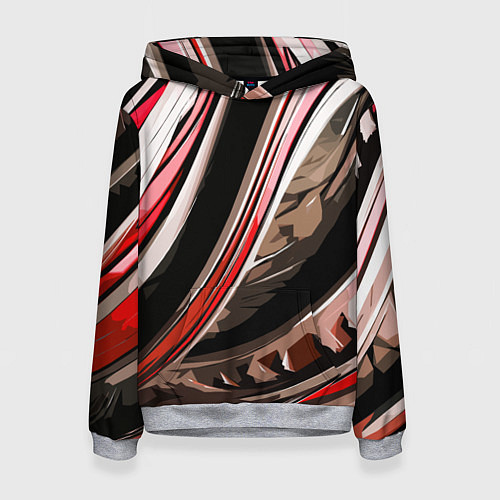 Женская толстовка Волнистая чёрно-красная абстракция / 3D-Меланж – фото 1