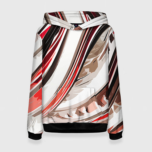 Женская толстовка Волнистая бело-красная абстракция / 3D-Черный – фото 1