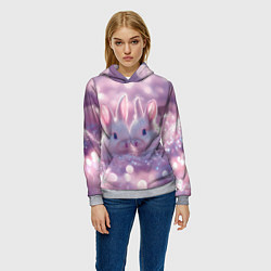 Толстовка-худи женская Влюбленные зайчики, цвет: 3D-меланж — фото 2