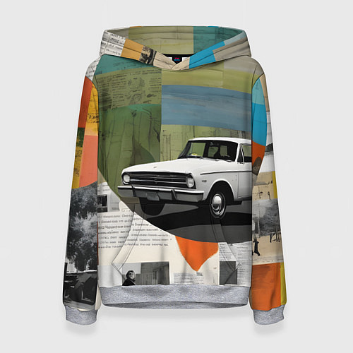 Женская толстовка Коллаж с ретро автомобилем / 3D-Меланж – фото 1