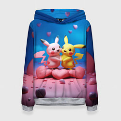 Толстовка-худи женская Влюбленные Пикачу, цвет: 3D-меланж