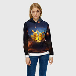 Толстовка-худи женская Влюбленные покемоны, цвет: 3D-белый — фото 2