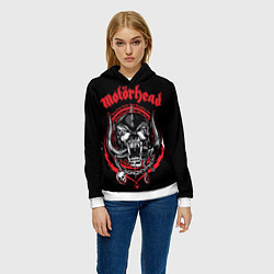Толстовка-худи женская Motorhead skull, цвет: 3D-белый — фото 2