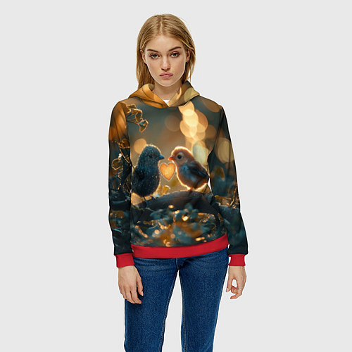Женская толстовка Влюбленные птички / 3D-Красный – фото 3