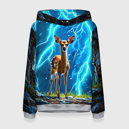 Женская толстовка Олененок в разрядах молний / 3D-Меланж – фото 1