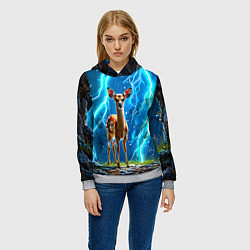 Толстовка-худи женская Олененок в разрядах молний, цвет: 3D-меланж — фото 2