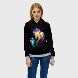 Толстовка-худи женская Танец трёх медуз, цвет: 3D-меланж — фото 2