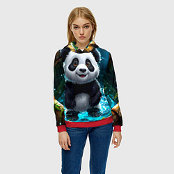 Толстовка-худи женская Панда в колодце, цвет: 3D-красный — фото 2