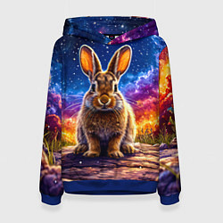 Толстовка-худи женская Зачик и космическое небо, цвет: 3D-синий