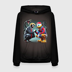 Толстовка-худи женская Venom-Trump and Spider-Duck meme, цвет: 3D-черный