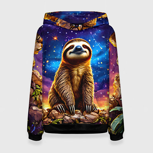 Женская толстовка Ленивец и звездное небо / 3D-Черный – фото 1