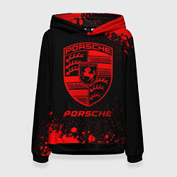 Толстовка-худи женская Porsche - red gradient, цвет: 3D-черный