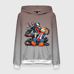 Толстовка-худи женская Venom and Duck-Donald - ai art fantasy, цвет: 3D-белый
