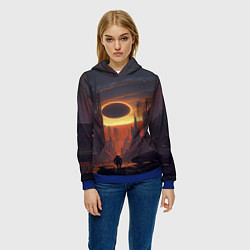 Толстовка-худи женская Космос - человек, цвет: 3D-синий — фото 2