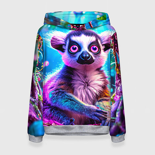 Женская толстовка Лемур в сказочном лесу / 3D-Меланж – фото 1