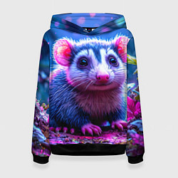 Толстовка-худи женская Малыш опоссум, цвет: 3D-черный
