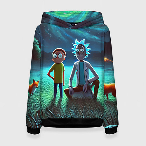 Женская толстовка Рик и Морти на поляне - нейроарт / 3D-Черный – фото 1