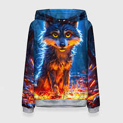 Толстовка-худи женская Волк искры под лапами, цвет: 3D-меланж