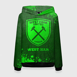 Толстовка-худи женская West Ham - green gradient, цвет: 3D-черный