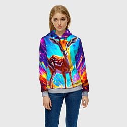 Толстовка-худи женская Газель малыш, цвет: 3D-меланж — фото 2