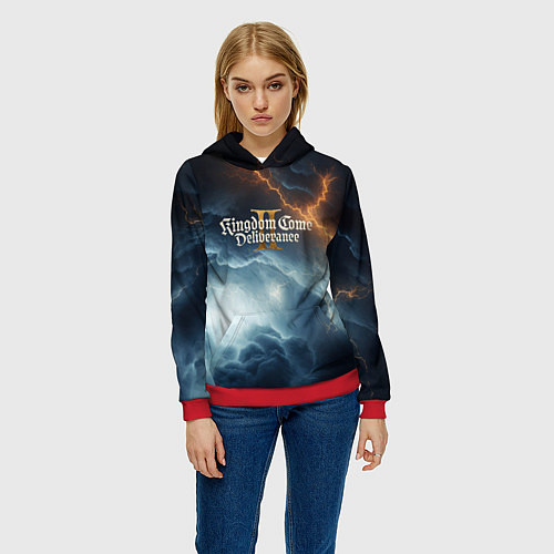 Женская толстовка Kingdom Come Deliverance 2 молнии в небе / 3D-Красный – фото 3
