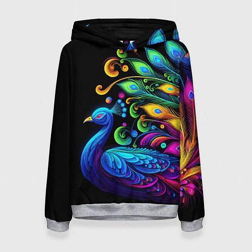 Женская толстовка Neon peacock - art / 3D-Меланж – фото 1