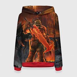 Толстовка-худи женская Doom slayer and tower Doom, цвет: 3D-красный