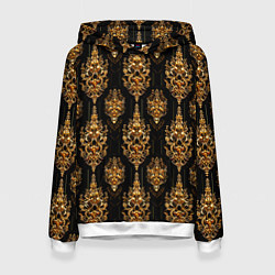 Толстовка-худи женская Тайский золотой орнамент, цвет: 3D-белый