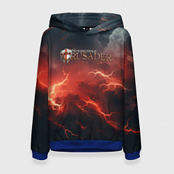 Толстовка-худи женская Stronghold сrusader молния крестоносца, цвет: 3D-синий
