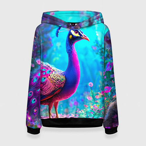 Женская толстовка Яркий павлин / 3D-Черный – фото 1