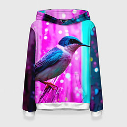 Толстовка-худи женская Ласточка на фиолетовой стене, цвет: 3D-белый