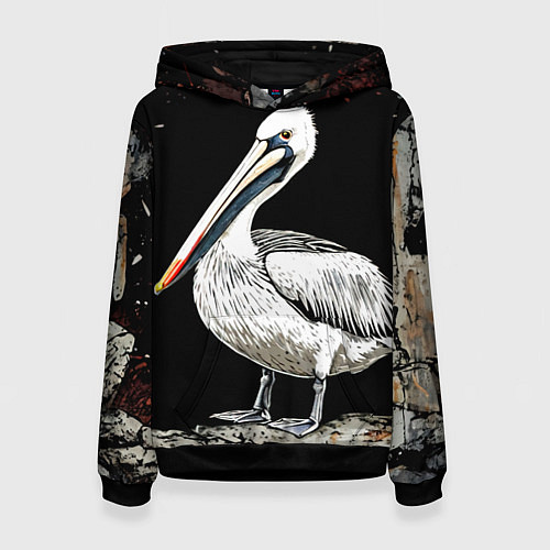 Женская толстовка Пеликан на черном / 3D-Черный – фото 1