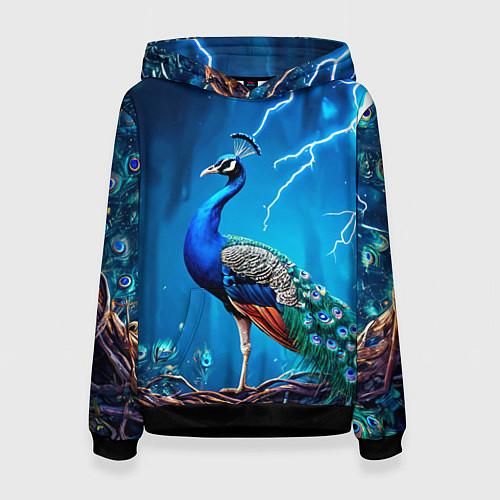 Женская толстовка Павлин и молния / 3D-Черный – фото 1