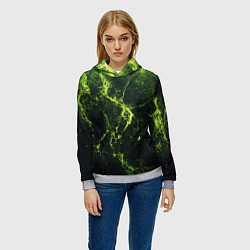 Толстовка-худи женская Зеленые волокна - текстура, цвет: 3D-меланж — фото 2