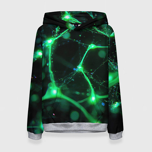 Женская толстовка Зеленый нейроны / 3D-Меланж – фото 1