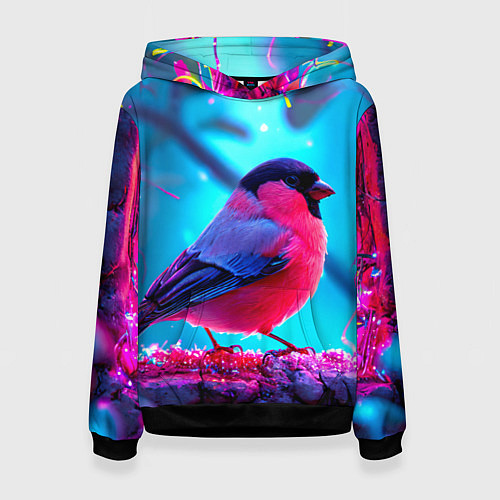 Женская толстовка Розовый снегирь / 3D-Черный – фото 1
