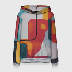 Толстовка-худи женская Абстракция с прямоугольниками, цвет: 3D-меланж